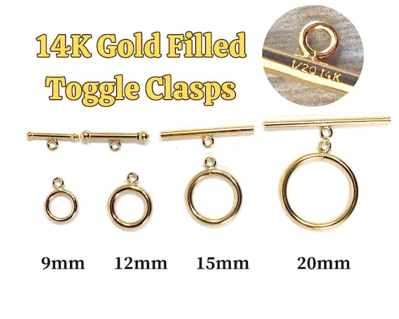 REAL 14K Gold Filled Toggle Clasp 1 Set 20mm Connector Attach Charm Clasp  Findings Large Ring 14K Gold Filled Plain Toggle Clasp Outer 