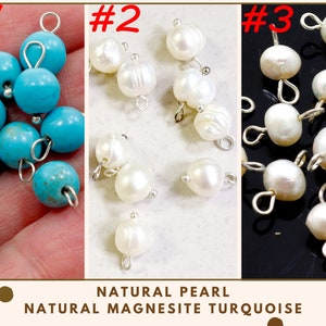 Pearl Charm Connector Natural Pearl Freeform Bead Silver Plated Findings | Pearl Bead Connector, Magnesite Turquoise Bead Connector 15pcs