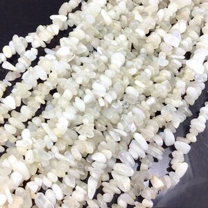White Moonstone Chip Beads, 32" Freeform Gemstone Crystal Strand image 1