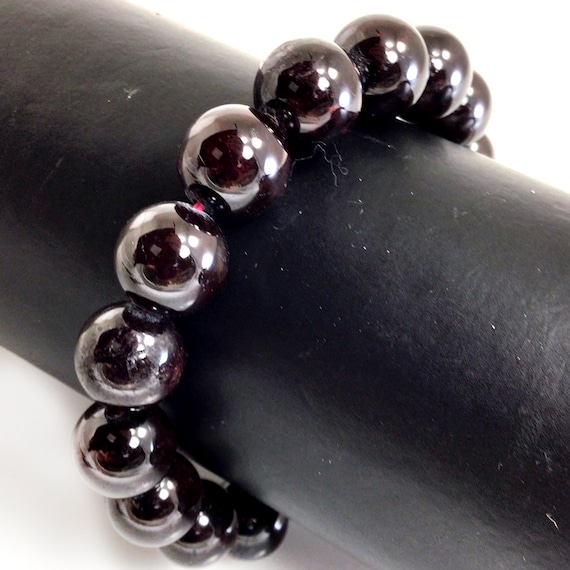 Dark Red Garnet Bracelet Stretch Elastic Crystal Healing Natural