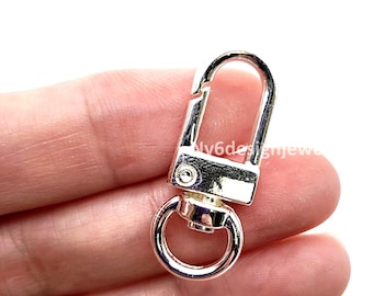 Silver Plated Brass Lobster Clasp – DIY Jewelry Keychain Finding (34x12mm) 1pc