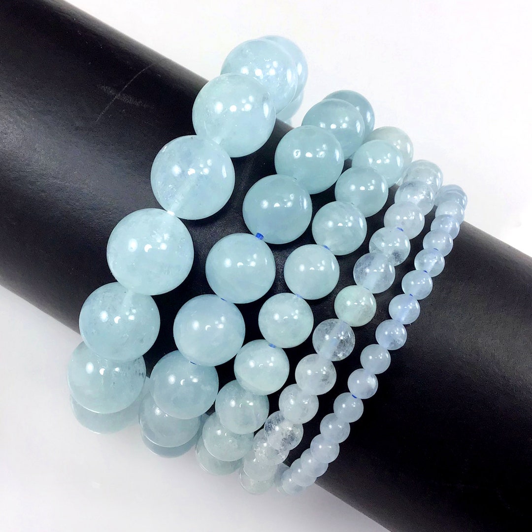 AMJ Eclipse Double Strand Stretch Bead Bracelet Aquamarine