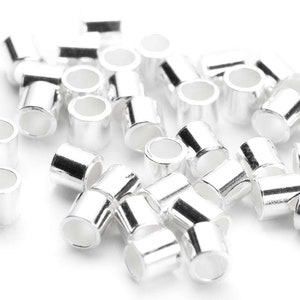 925 REAL Sterling Silver Tube Crimp Bead 1mm 1.5mm 2mm 3mm Crimp Beads | Jewelry Making Jewelry Findings | 20pcs 50pcs 100pcs for Necklace