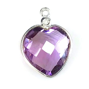 Purple Amethyst Charm Sterling Silver Grade AAA Natural Gemstone Faceted Cut for February Birthstone Birthday Gift Jewelry Necklace Diamond