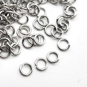 Stainless Steel Open Jump Rings 4mm – 100pcs Thin Round Connectors for Jewelry Making, Attach Charms, Clasps & Findings, Silver Tone