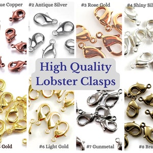 BULK Silver Lobster Clasps, Gold Lobster Clasps, Gunmetal Lobster Clasps Claw Clasps 10mm 12mm 15mm 18mm Necklace Clasp