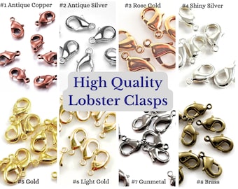 BULK Silver Lobster Clasps, Gold Lobster Clasps, Gunmetal Lobster Clasps Claw Clasps 10mm 12mm 15mm 18mm Necklace Clasp