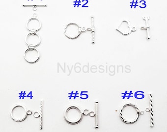 Sterling Silver Toggle Clasp Set, Ring Connector Findings