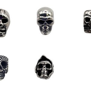 Silver Skull Head Bone Charm – Stainless Steel Pendant, Big Hole Bead Spacer, Metal Halloween Jewelry Making Beads for Bracelets & Necklaces