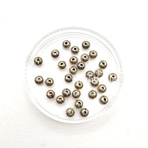 Antique Silver Rondelle Spacer Beads 30pcs 4x2mm – Metal Spacers for Jewelry Making, DIY Bracelets, Necklaces, Beading Supplies
