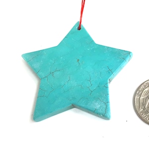 Turquoise Blue Star Pendant Magnesite Turquoise 56x50x6mm Star Decor Necklace Turquoise Blue XL Star Chakra Necklace Pendant Large