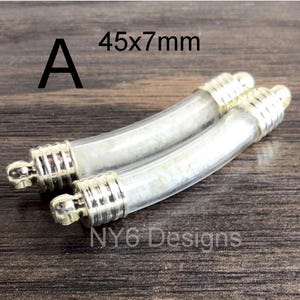 Glass Beach Sand Vial Pendant Long Capsule for Bracelet, Necklace Making Jewelry Supplies White Sand 45x7mm / 34x7mm  USA Seller Bulk Saving