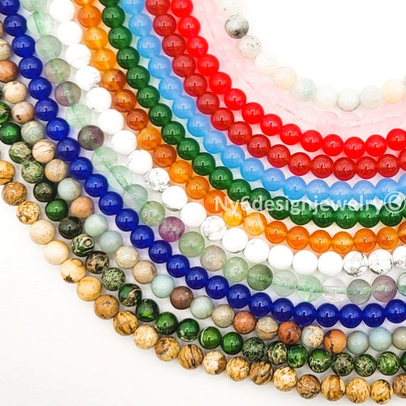 Lot De 33 Perles Rondes En Amazonite Naturelle - Diamètre 6 Mm - Pour Création De Bijoux
