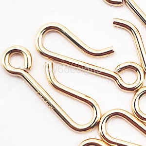 14k Gold Filled 14.25mm Hook Clasp 18 Gauge 5 Piece Sturdy Jewelry Making Supplies for Necklaces, Bracelets & DIY Projects