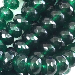 Emerald Jade Green Faceted Rondelle Loose Bead 15&quot; strand Faceted Beads 4mm 6mm 8mm 10mm Jewelry Supplies,Necklace Making,Bracelet Making
