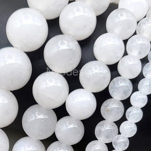 Natural White Jade Bead Grade AA Gemstone Round Loose Beads 4mm 6mm 8mm 10mm 12mm 15&quot; Strand