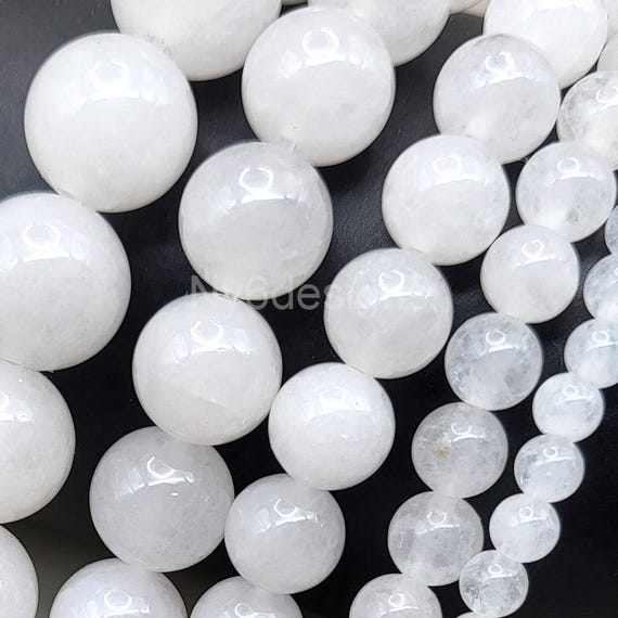 Collana In Giada Bianca Naturale 12mm, Girocollo 18 Pollici, Qualità AAA