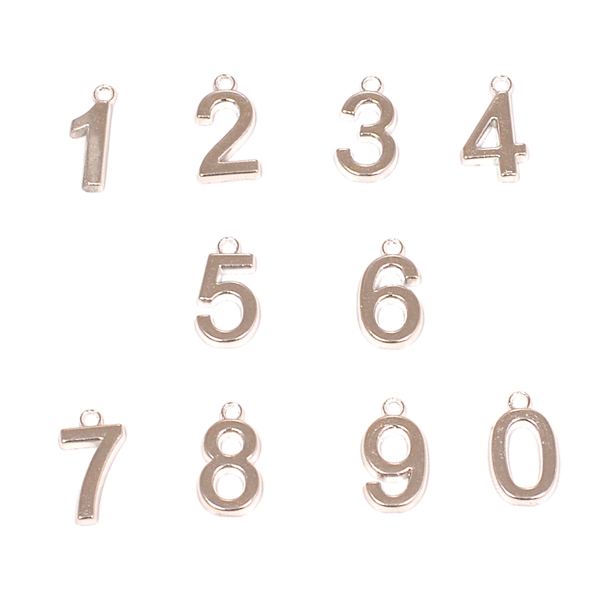 Number Charms 0 to 9 Charm (10pcs) (15mm / Tibetan Silver) Metal Findings  Pendant Bracelet Earrings Zipper Pulls Bookmark Keychains CHM249