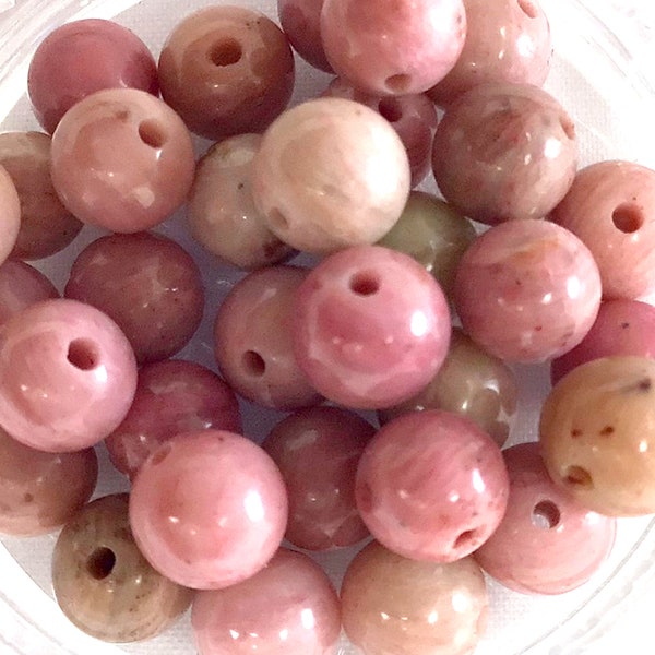 Pink Rhodonite Round Beads Natural Gemstone Smooth Loose Bead 4mm 6mm 8mm 10mm 12mm Sold by PCS 10 20 50 100 Wholesale Bulk