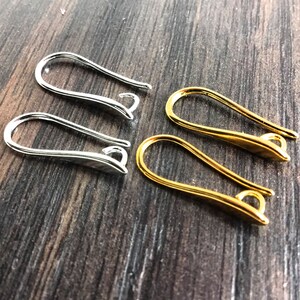 Gold Plated Fish Hook with Open Loop Earwire 4 pairs Silver Fish Hook Ear Wire | 8 pcs 20x8mm | Beading Supplies | USA Seller Silver earring