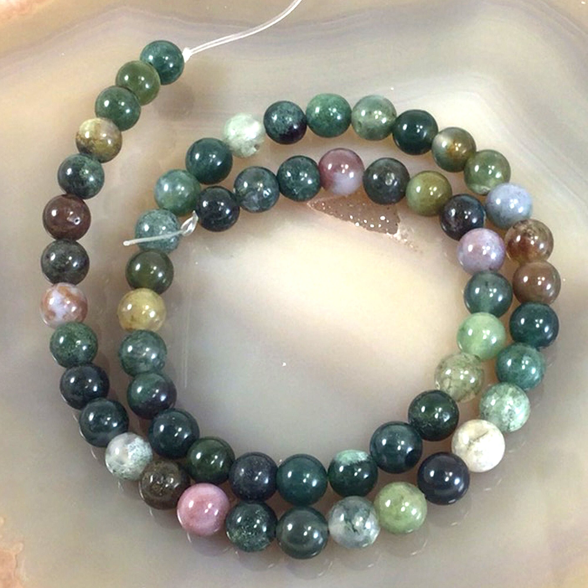 Natural Fancy Agate Beads Gemstone Round Loose Beads, 4mm 6mm 8mm 10mm  12mm Agate Jewelry Making Necklace Bracelet 15 Full Strand Bulk Lot · NY6  Design