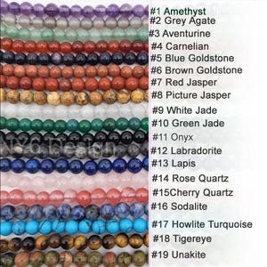 Natural Large Hole Loose Bead Genuine Gemstone Round Beads Big Hole Gem for DIY Jewelry Making 6mm 8mm 10mm 12mm 7.5&quot; Length