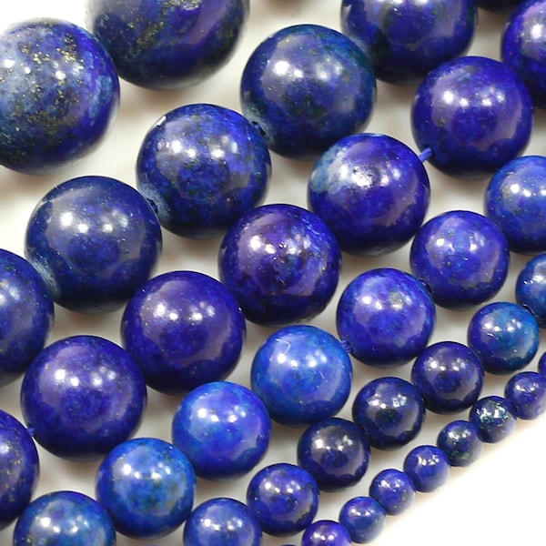 Blue Lapis Lazuli Beads Stunningly Grade AA Natural Gemstone Round Loose Beads 4mm 6mm 8mm 10mm 12mm 15" Strand