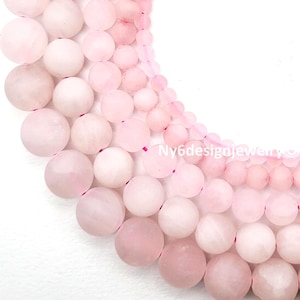 Matte Rose Quartz Beads Grade AAA Natural Gemstone Round Loose Bead 4mm 6mm 8mm 10mm 12mm 15&quot; Strand Quartz Jewelry Making Supplies