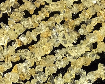 Citrine Chip Gemstone Strand, Golden Yellow Nugget Crystals (32 Inch)
