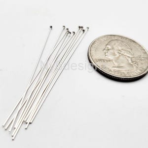 Sterling Silver 2&#39;&#39;  24Gauge 10pcs Headpins – Jewelry Findings for Crafting & Beading Supplies