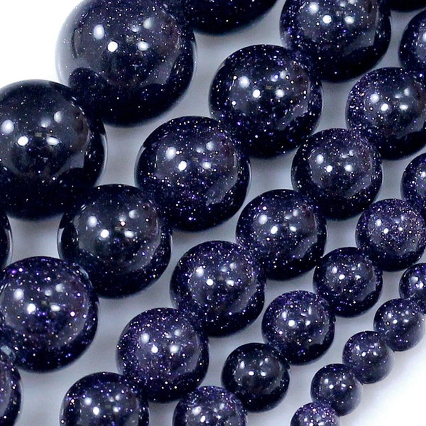 Night Sky Blue Goldstone Beads AA Stunningly Gemstone Crystal Round Loose Beads 4mm 6mm 8mm 10mm 12mm 15" Strand