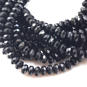Onyx Faceted Rondelle Natural Black Onyx Rondelle Loose Bead 15&quot; inch strand Gemstone Bead Jewelry Making Necklace Bracelet 4mm 6mm 8mm 10mm