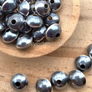 High Quality Navajo Saucer Pearl .925 Sterling Silver Seamed Spacer Beads - 3.3x2 mm 20pcs Unique Silver Beaded for Bracelets & Necklaces