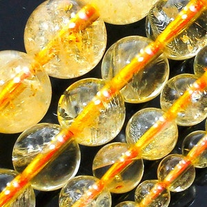 Natural Citrine Beads Gemstone Round Loose Beads 4mm 6mm 8mm 10mm 12mm 15&quot; Strand Yellow Gold Citrine Jewelry Supplies Beading