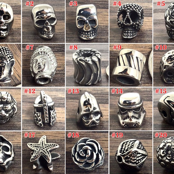 Big Hole Pendant Beads Stainless Steel Spacer Charm Metal Pandora Spacer Personal Retro Skull Storm Trooper,Tree,Star,Eagle High Quality
