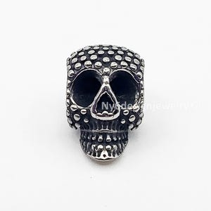 Stainless Steel Big Hole Beads Skull 15x11x10mm Charms – Pandora Style Spacer Beads for DIY Jewelry Making