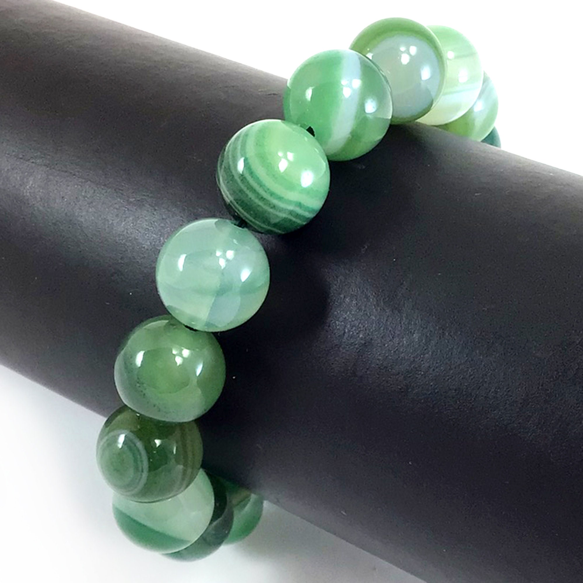 Bracelet en agate verte extensible, cristal de guérison, rayure verte,  pierres précieuses rondes, perles pour homme, femme, 4 mm 6 mm 8 mm 10 mm  12 mm 7,5 pouces -  Canada