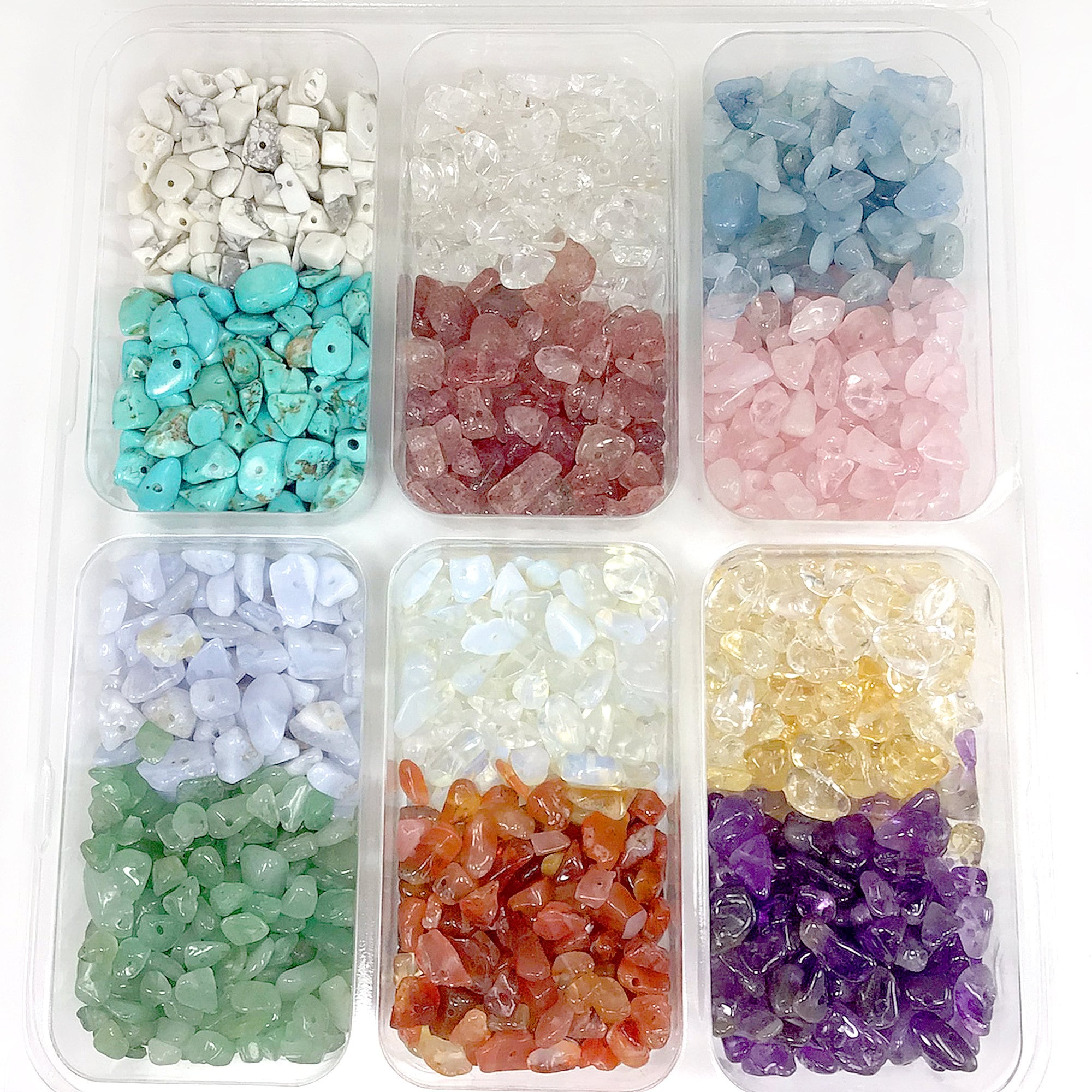 Natural Gemstone Crystal Chips Box,1200pcs 12 Types Crystal Chips Set Mix  Gemstone Chips Irregular Freeform Small Chip DIY Jewelry Making 