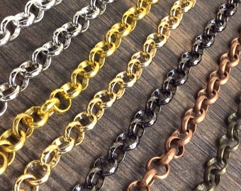 Bulk Rolo Chain 3mm 4mm 5mm 6mm 7mm  | Antique Brass, Copper, Rose Gold, Silver, Gunmetal Brass Sold by FT Soldered Men