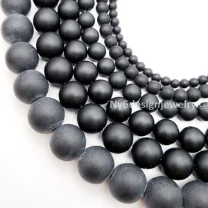 Natural Matte Black Onyx Beads Grade AAA Gemstone Round Loose Beads 4mm 6mm 8mm 10mm 12mm 15" Full Strand Jewelry Necklace Bracelet