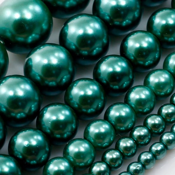 Teal Green Glass Pearl Round Bead 3mm 4mm 6mm 8mm 10mm 12mm 15" Strand Jewelry Making Supplies Necklace, Bracelet, Earrings #22