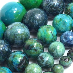 Blue Green Chrysocolla Bead Gemstone Round Loose Beads Color Dyed 4mm 6mm 8mm 10mm 12mm 7.5&quot;/15&quot; Strand