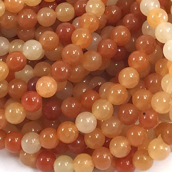 Orange Peach Aventurine Jade Stone Bead Natural Gemstone Loose Round Beads 4mm 6mm 8mm 10mm 12mm 18mm 15" Strand