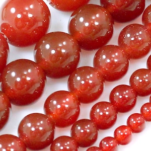 Red Carnelian Round Beads Natural Gemstone Round Loose Beads 3mm 4mm 6mm 8mm 10mm 12mm 15&quot; Strand