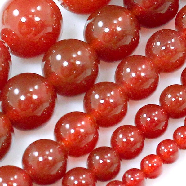 Red Carnelian Round Beads Natural Gemstone Round Loose Beads 3mm 4mm 6mm 8mm 10mm 12mm 15" Strand