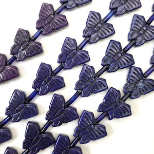 Dark Blue Butterfly Beads Magnesite Turquoise Flat Howlite Summer Jewelry Gemstone Necklace Bracelet Supplies Charm Pendent
