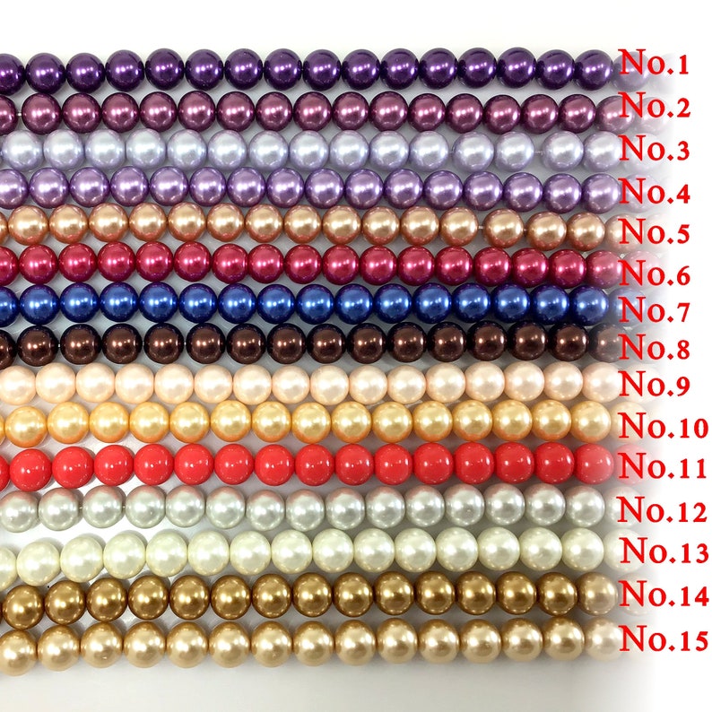 High Quality Multi Color Round Glass Pearl Beads 15 Strand Various Sizes 3mm, 4mm, 6mm, 8mm, 10mm, 12mm Wedding Pearls image 2