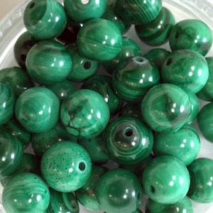Natural Malachite Green Round Beads Gemstone Smooth Loose Bead 4mm 6mm 8mm 10mm 12mm Sold by PCS 10 20 50 100 Wholesale Bulk