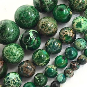 Green Sea Sediment Imperial Jasper Beads Natural Gemstone Green Jasper Round Beads 4mm 6mm 8mm 10mm 12mm 15&quot; Strand