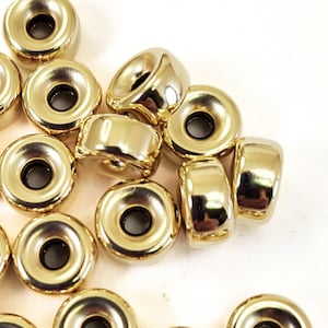 6.0x3.4mm 14K Gold Filled Rondelle Beads 4pcs 14/20 Seamless Beads Gold Spacer Findings Bright 14K Yellow Spacer Beads Made in USA